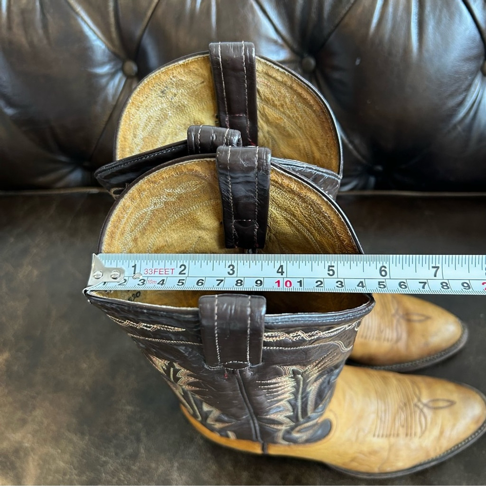 Tony Lama Menβs Brown and Tan Cowboy size 7.5D (Standard Width) - Picture 8 of 10